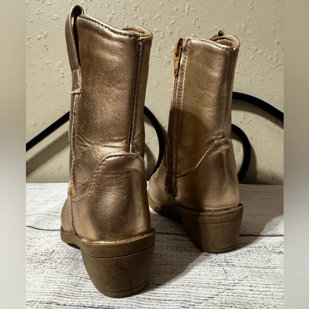 Toddler Gold Embroidered Boots